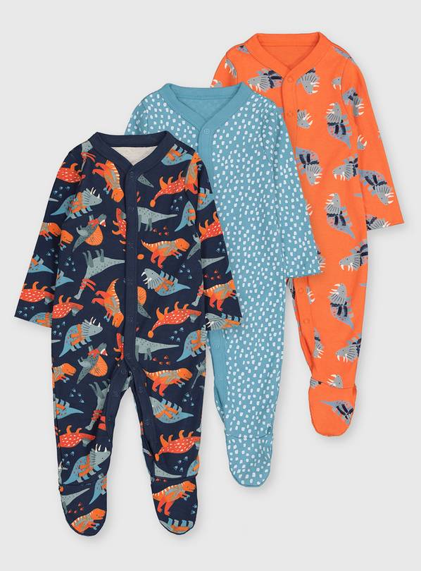 Buy Dinosaur & Dotty Sleepsuits 3 Pack Tiny Baby Sleepsuits and